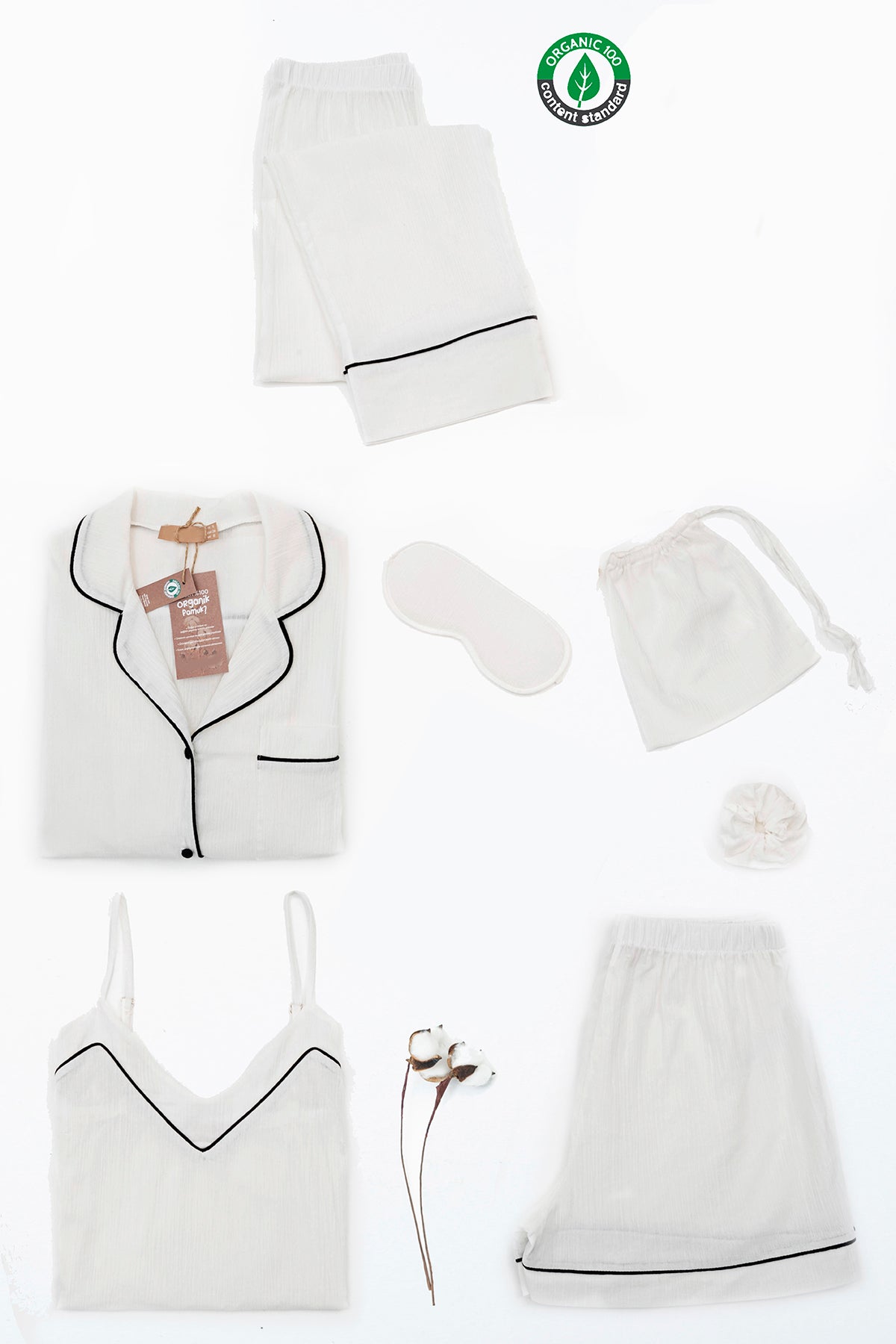 Flora - Pyjama Set - Ecru Weiß - 7 Teile